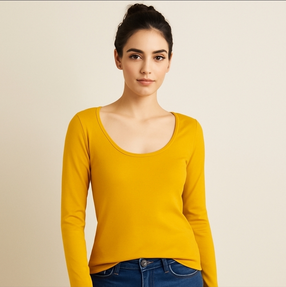J.Crew Factory Fine Rib Scoop Neck Tee XS NWT Bronze Topaz Long Sleeve